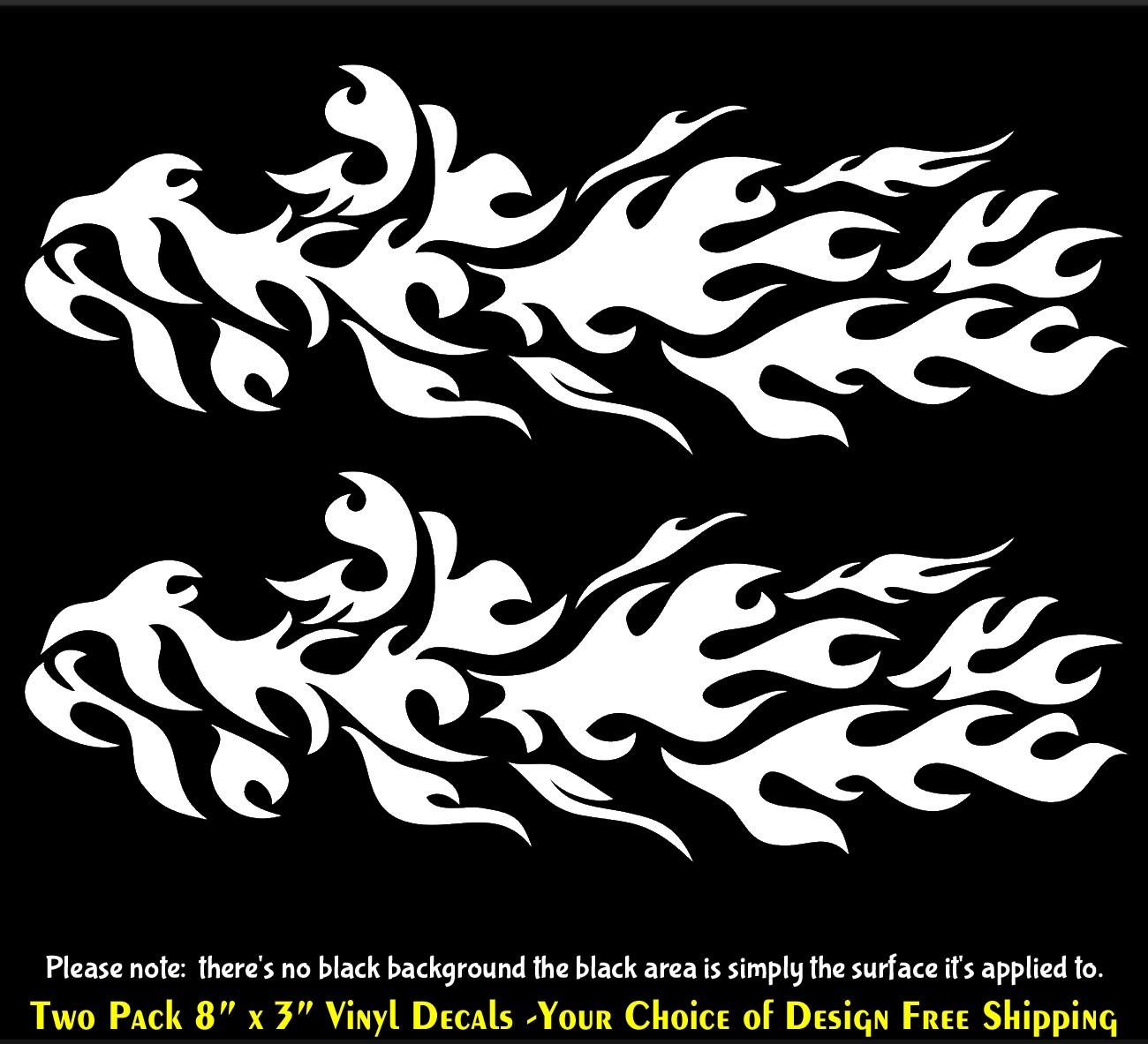 Tribal Flames Hot Rod Graphic 2 Pack 8" Vinyl Decals Window Car Truck Motorcycle