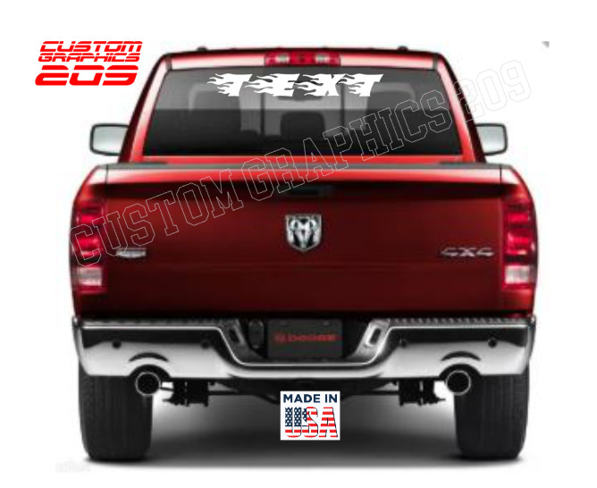 Custom Flame Text Truck Car Window Decal Oracal 651 Waterproof Vinyl