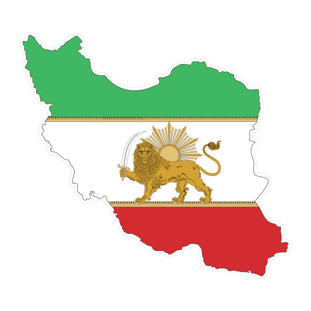 Persian Lion and Sun Iran Map Vinyl Sticker – Iran Flag Decal Waterproof Outdoor