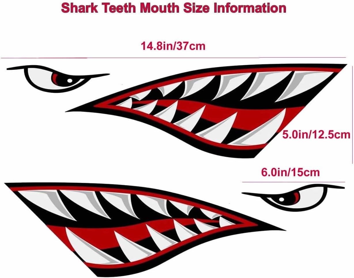 Shark Teeth Mouth Reflective Decals Graphics Sticker Fishing Boat Canoe Car Truc