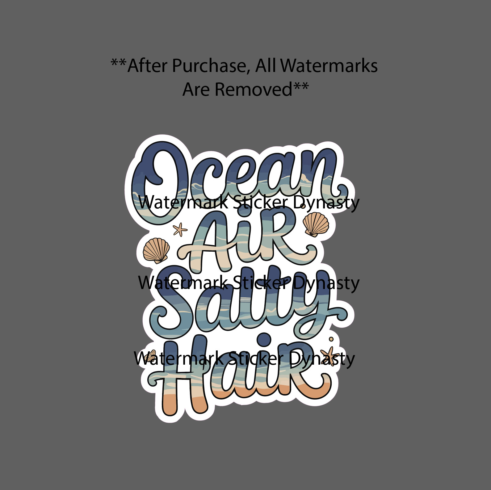 Ocean Air Salty Hair Sticker Waterproof Decal Quote Beach Waves Travel Gift NEW