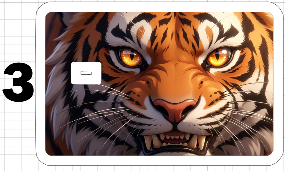Tiger Art ATM Debit Credit Gift Card Sticker Skin Rainbow Cat White Bengal Anime