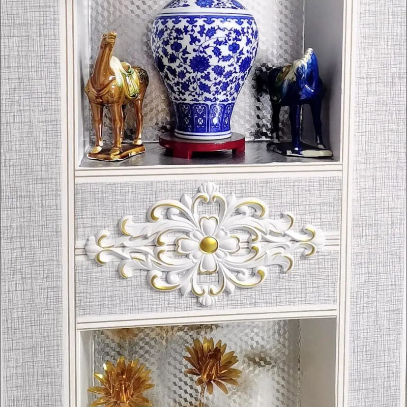 1X Plastic Carved Applique Decor Self-adhesive Furniture Decal Wall Door Sticker
