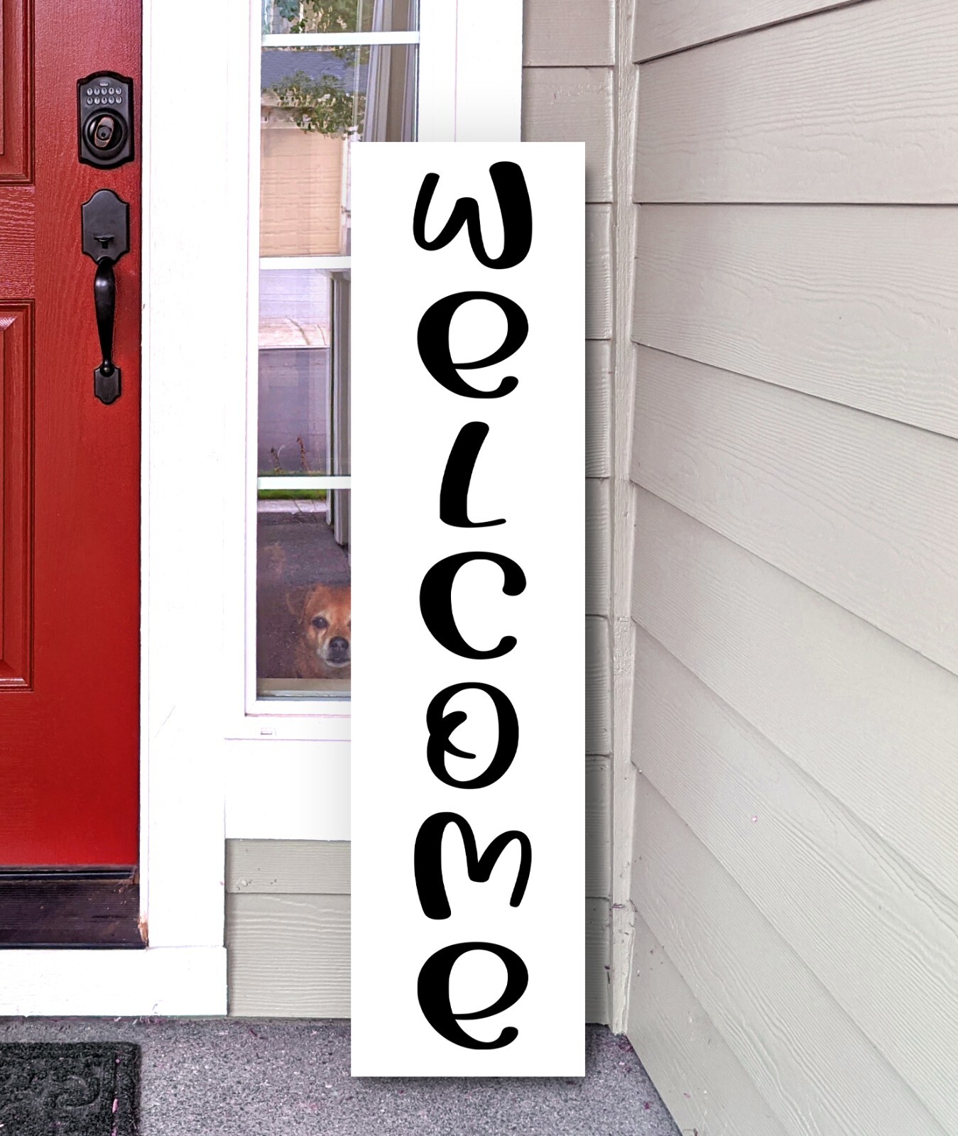 Welcome Vertical Vinyl Decal V4 – Front Porch Home – Die Cut Sticker