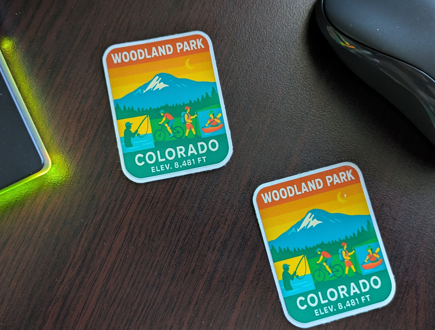 Woodland Park Co water bottle sticker & Decals Mountain range