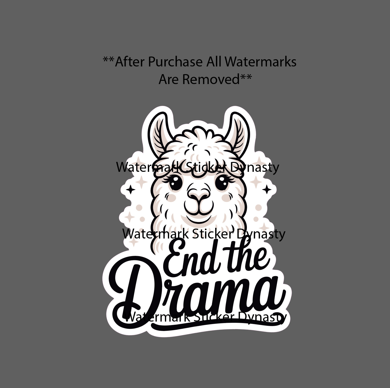 End The Drama Sticker Waterproof Decal Llama Funny Cute Animal Farm Gift NEW