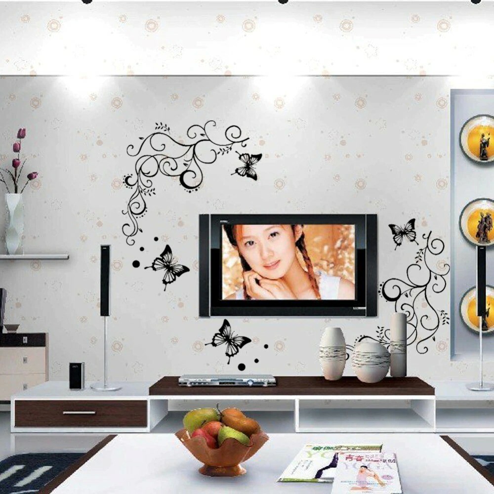 3D Lowest Price Classics Black Butterfly Flower Wall Sticker Home Décor Poster