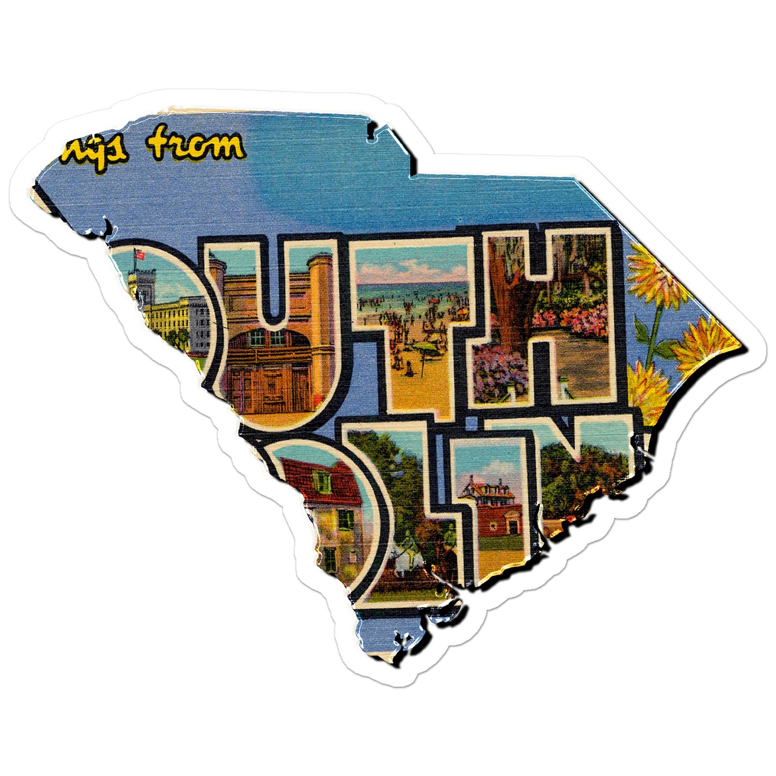 South Carolina Vintage Map – Vinyl Decal Sticker – Car Window Laptop – ebn8887