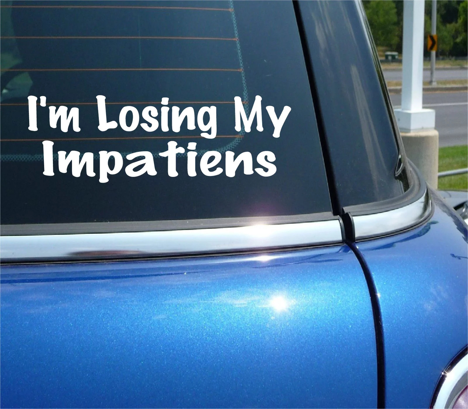 I'M LOSING MY IMPATIENS DECAL STICKER GARDEN GARDENING FLOWERS FUNNY CAR TRUCK