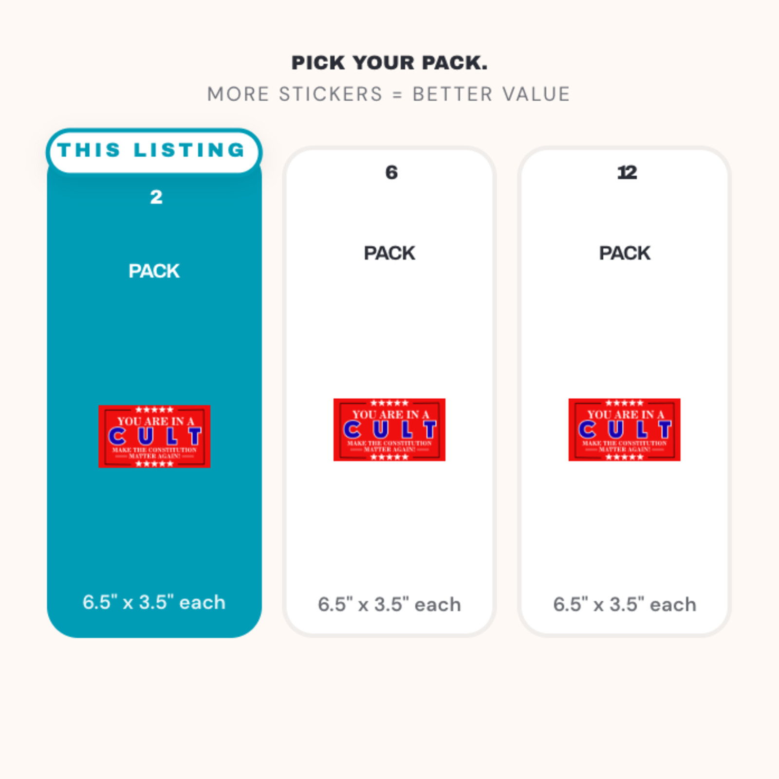 "YOU ARE IN A CULT" MAGA Style Red Bumper Sticker 2 pack Vinyl Waterproof Decals