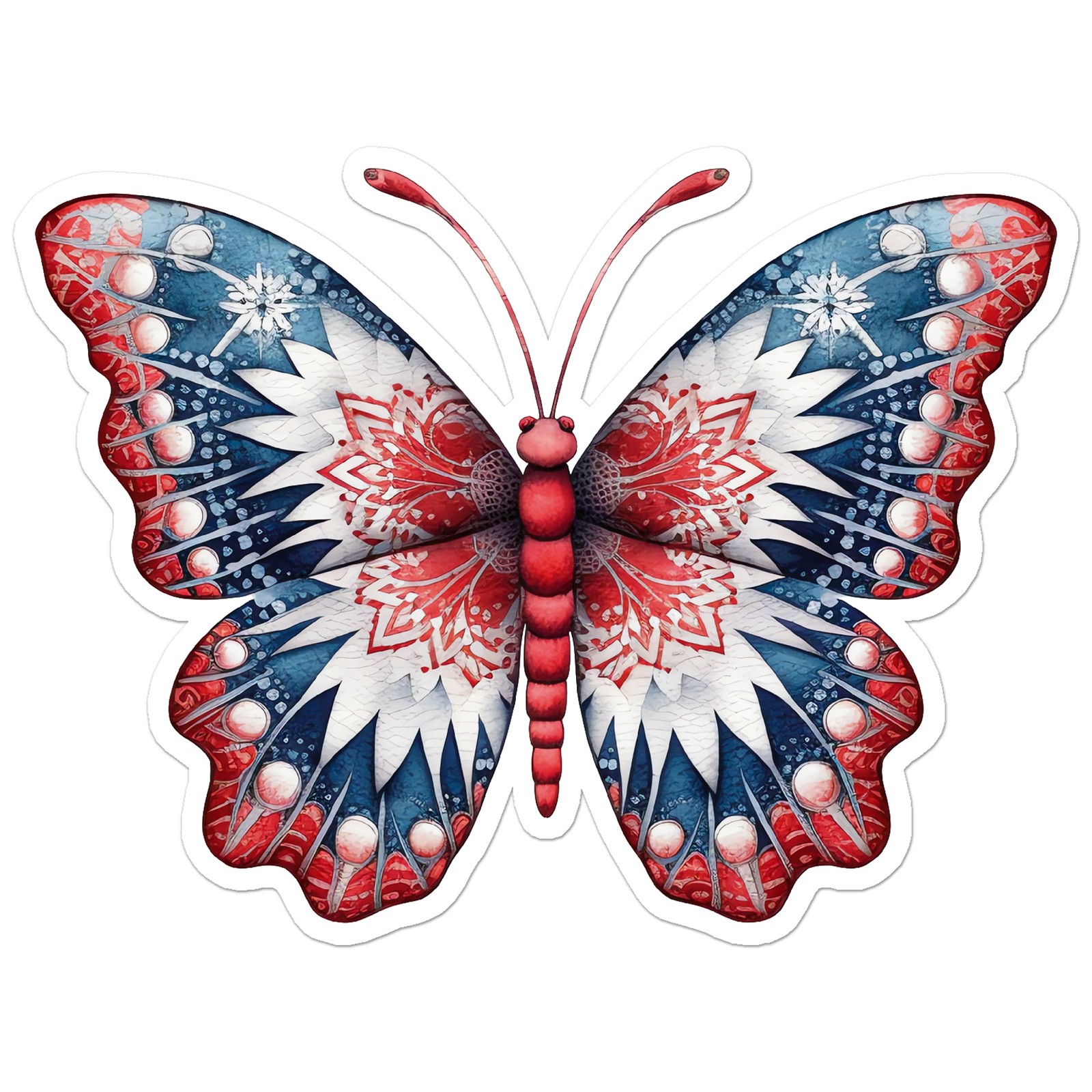 Red + Blue Butterfly – Vinyl Decal Sticker – Car Window Laptop – ebn9577