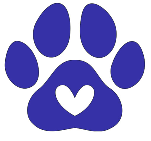 Vinyl Decal, Paw/Heart, Glossy Blue, Various Sizes, Indoor/Outdoor
