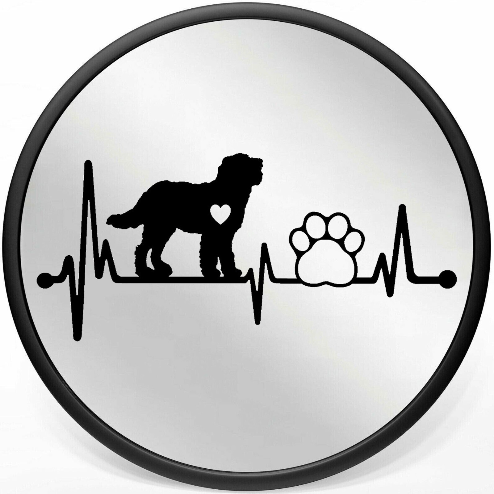 Doodle Labradoodle Heartbeat Lifeline Dog Paw Black Vinyl Decal Sticker BG 154