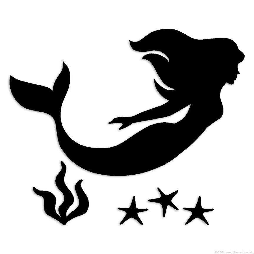 Mermaid Starfish – Decal Sticker – Multiple Colors & Sizes – ebn7043