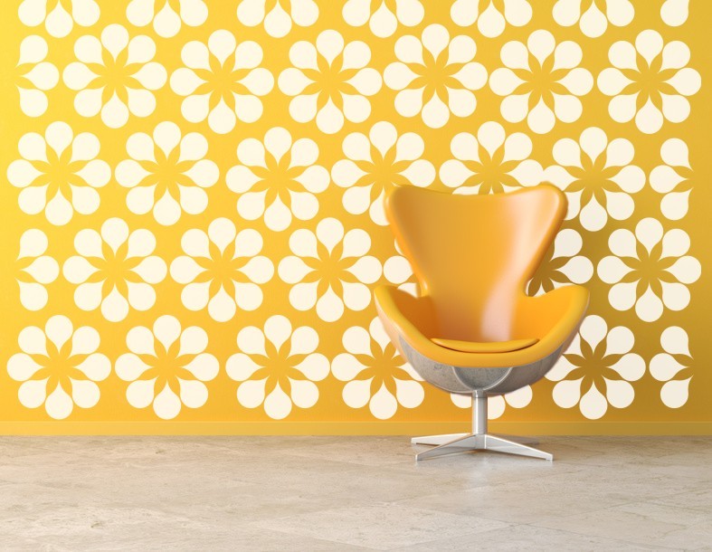 Daisy Wall Decal, Flower Wall Decals, Mid Century Modern, Retro Wall Decal