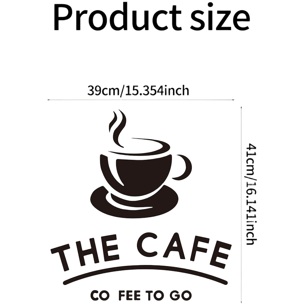 Coffee Cup Wall Decal Static Cling Black for Smooth Non Porous Surfaces
