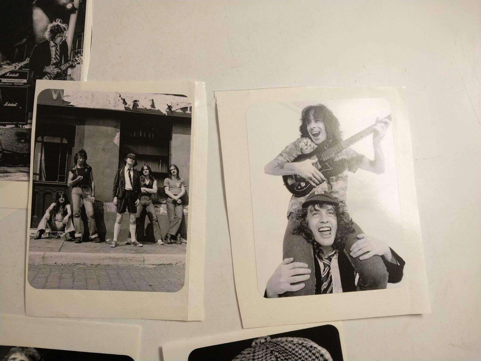 AC/DC 10 Stickers Lot B&W Photos Classic Rock Band ACDC Angus Young Malcom Phil