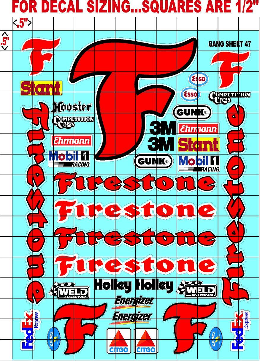 r/c car- WHITE VINYL Sticker Gang SHEET 47 -R/C MODEL Decals 1/12-1/10-rc10