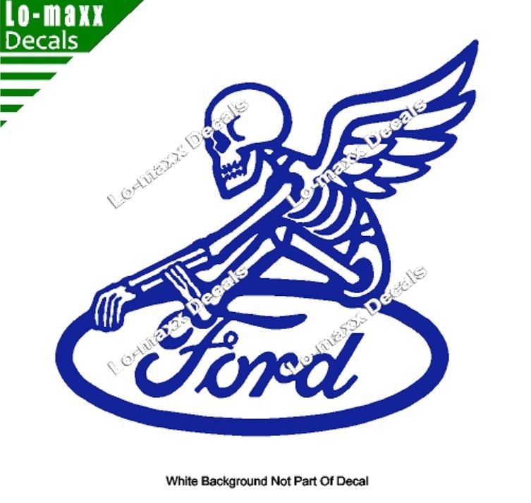 Ford Reaper Skeleton Wings Car Truck Window Hood Die Cut Vinyl Decal Sticker