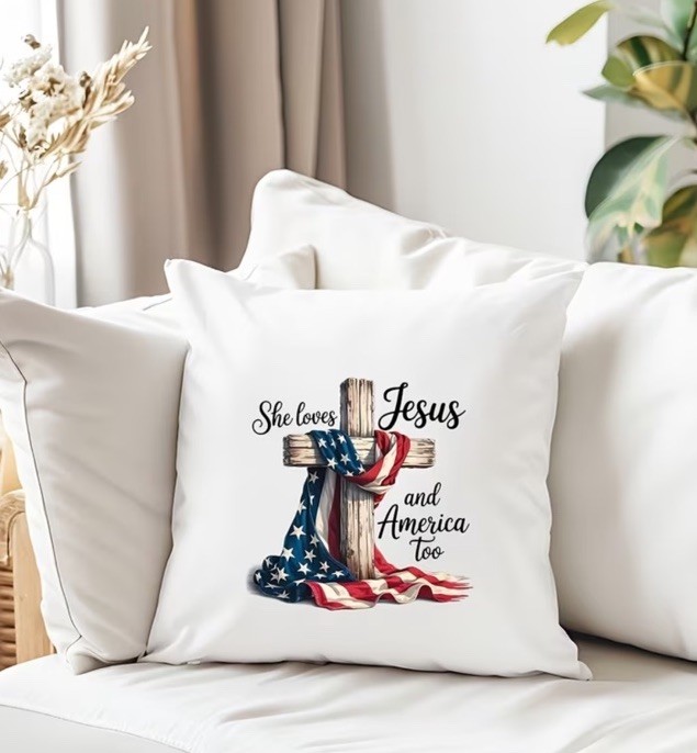 2 SHE LOVES JESUS AND AMERICA TOO PATRIOTIC STICKERS Iron On Transfer Decal