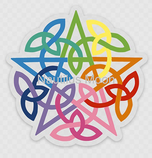Celtic Pentagram Sticker with frosty/clear background Die-Cut 3 x 3" Free Ship