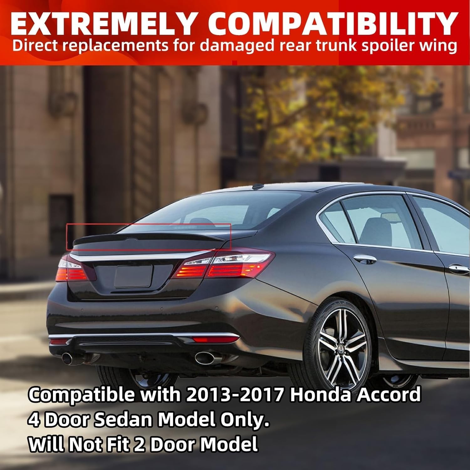 Rear Trunk Spoiler Wing for 2013 2014 2015 2016 2017 Honda Accord 4 Door Sedan