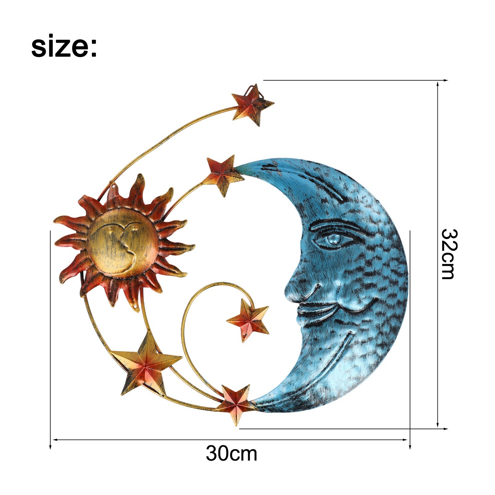 Distinctive Design Sun Moon Star Wall Art Decor Metallic Elegance for Your Home