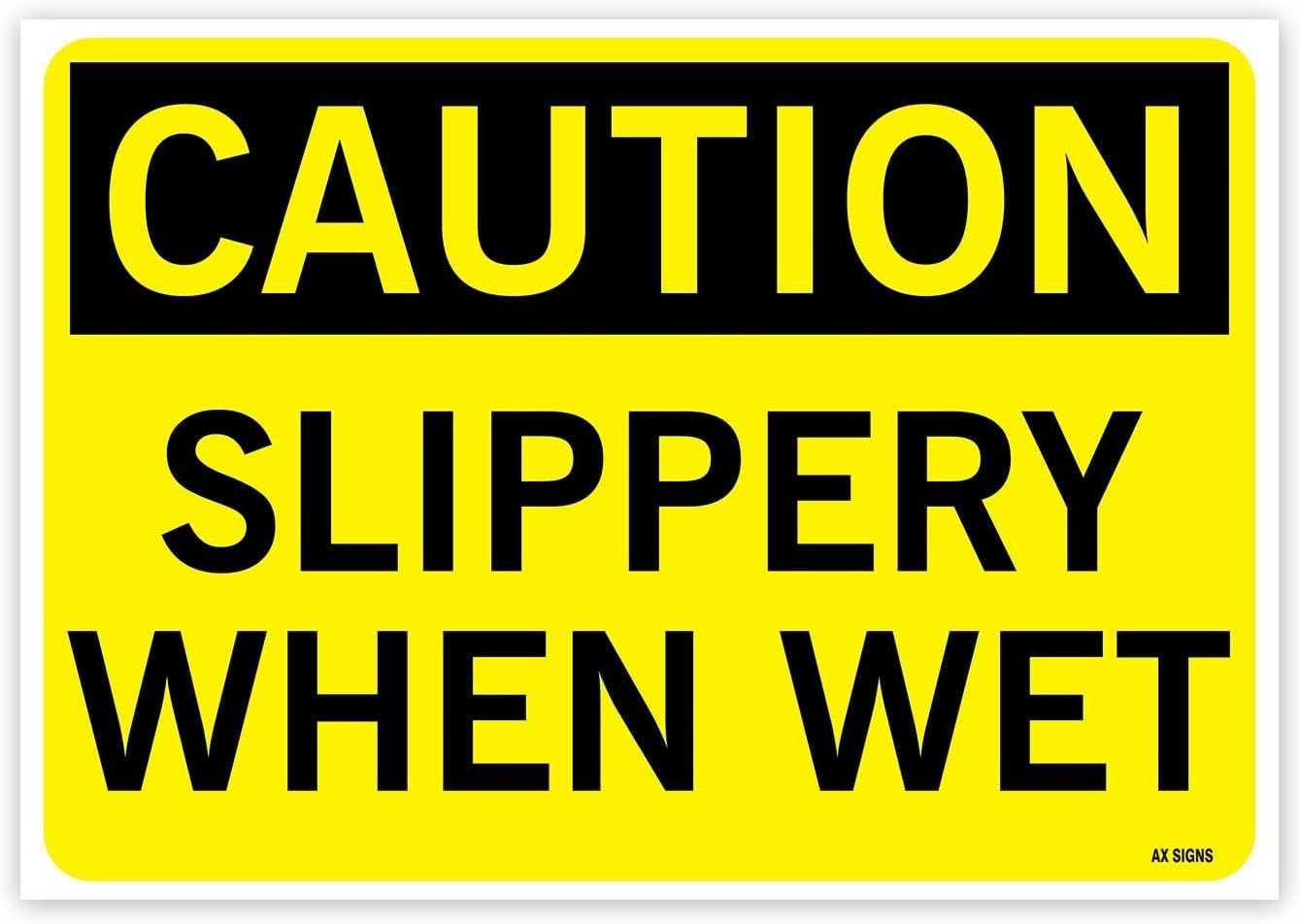 (2 Pack) Caution: Slippery When Wet Sticker 7 x 10 Inches