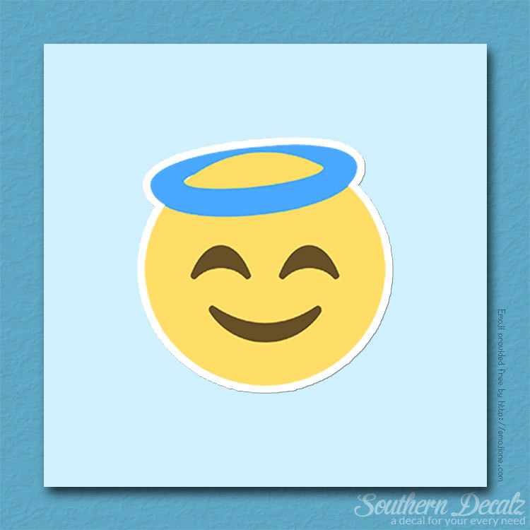 Angel Halo Smiley Emoji – Vinyl Decal Sticker – c143 – 3.75" x 3.75"