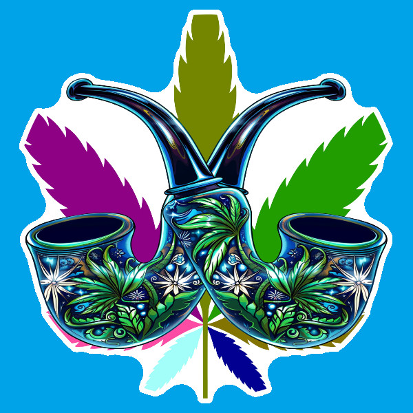 Pot Leaf Twin Pipe Weed Sticker Weatherproof Vinyl Decal Stoner Art Marijuana
