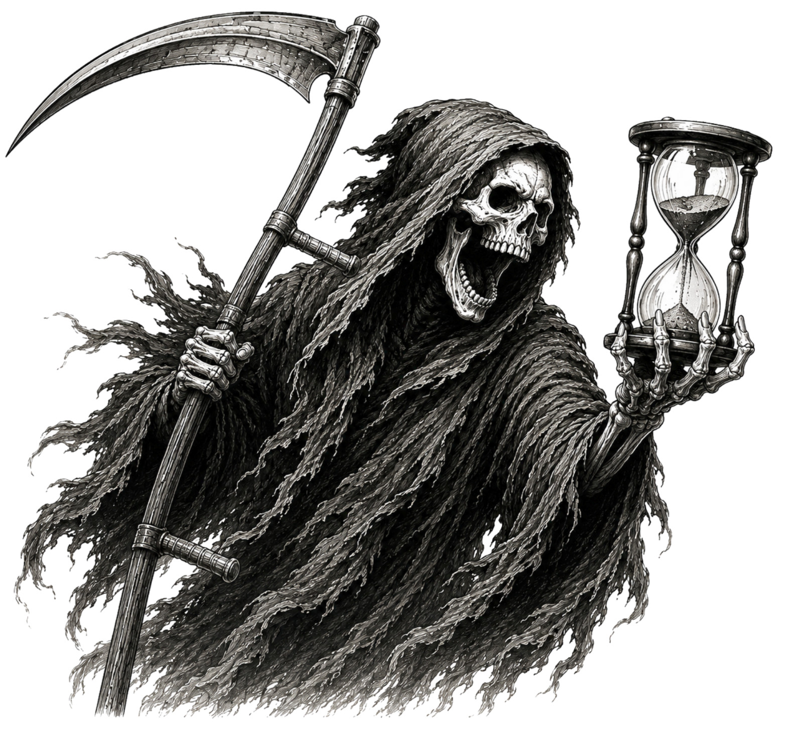 Grim Reaper with Hourglass Sticker decal Dark Angel Gothic Dark fantazy