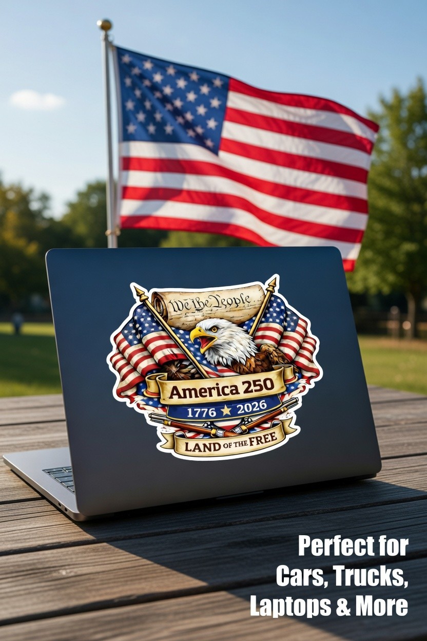 America 250 Adhesive Sticker | 1776–2026 Patriotic Decal | America’s 250 Years