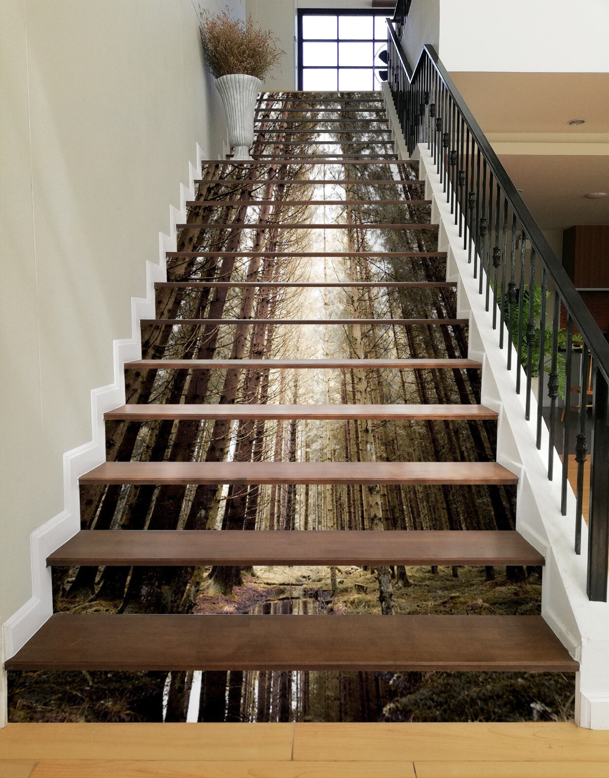 3D Tall Trees ZHU677 Stairs Risers Decoration Photo Mural Vinyl Wallpaper Amy