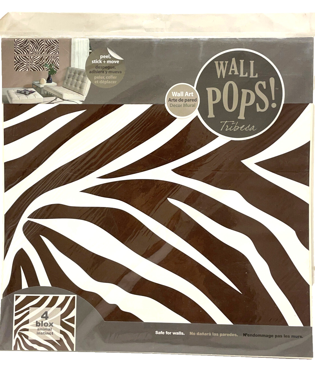 Wall Pops! "Blox animal instinct" set of 4 self-stick removeable decals