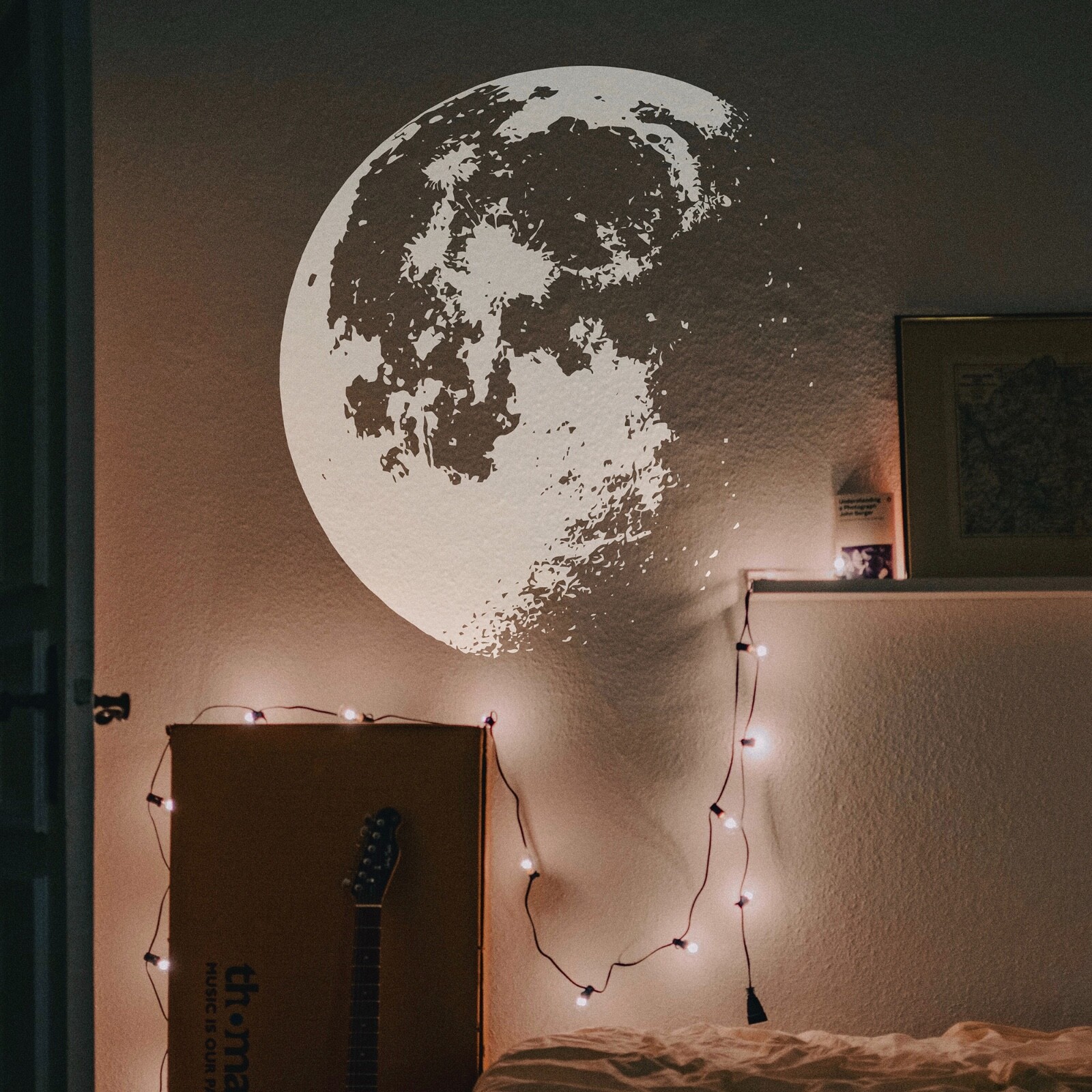 Moon Wall Sticker for Kid's Room. Wall Decal Moon Art. Space Theme Decor. #523