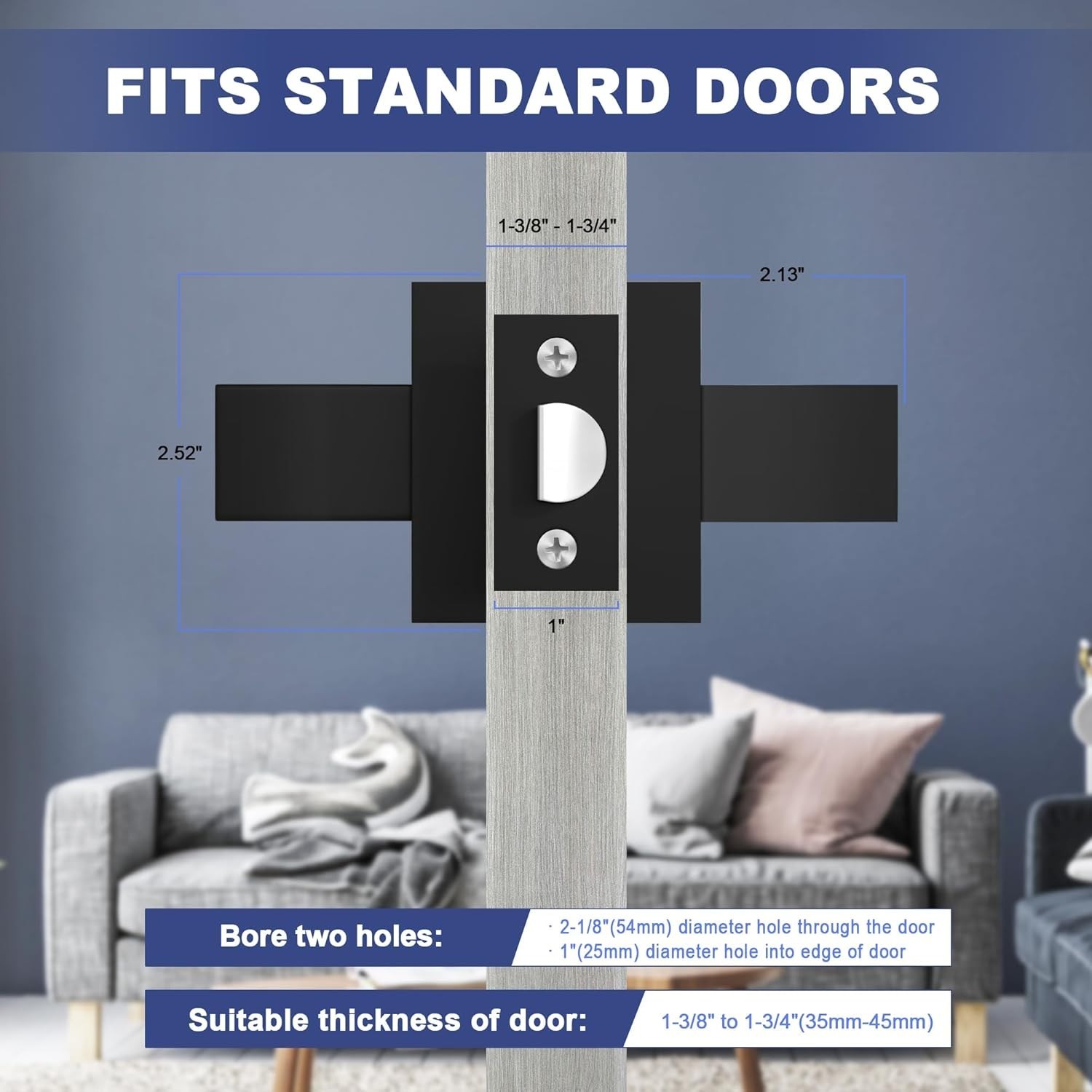 Matte Black Door Handles Interior Door Knobs 5 Pack