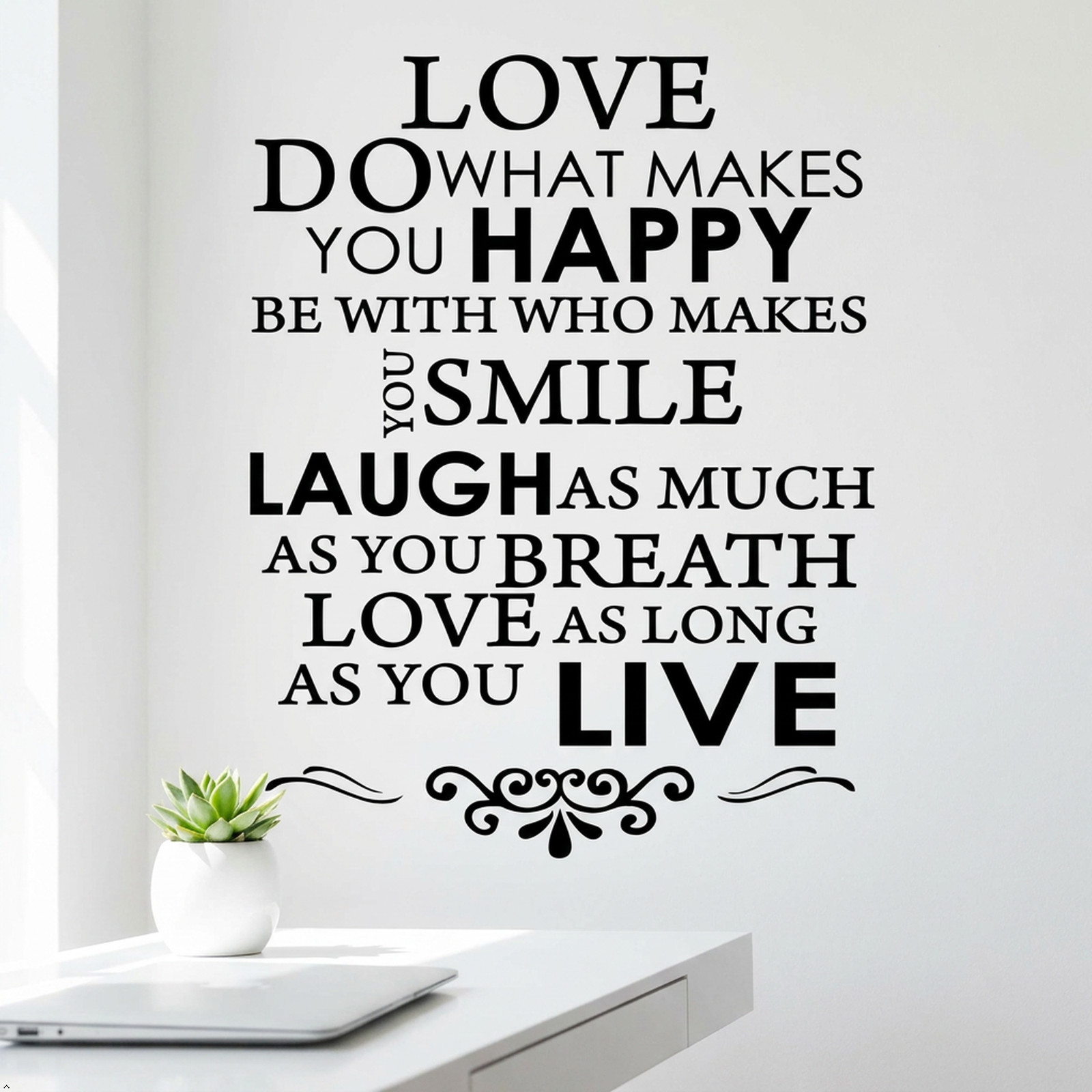 Happy Live Laugh Love Smile Vinyl Wall Art Inspirational Quotes Saying Art Decal