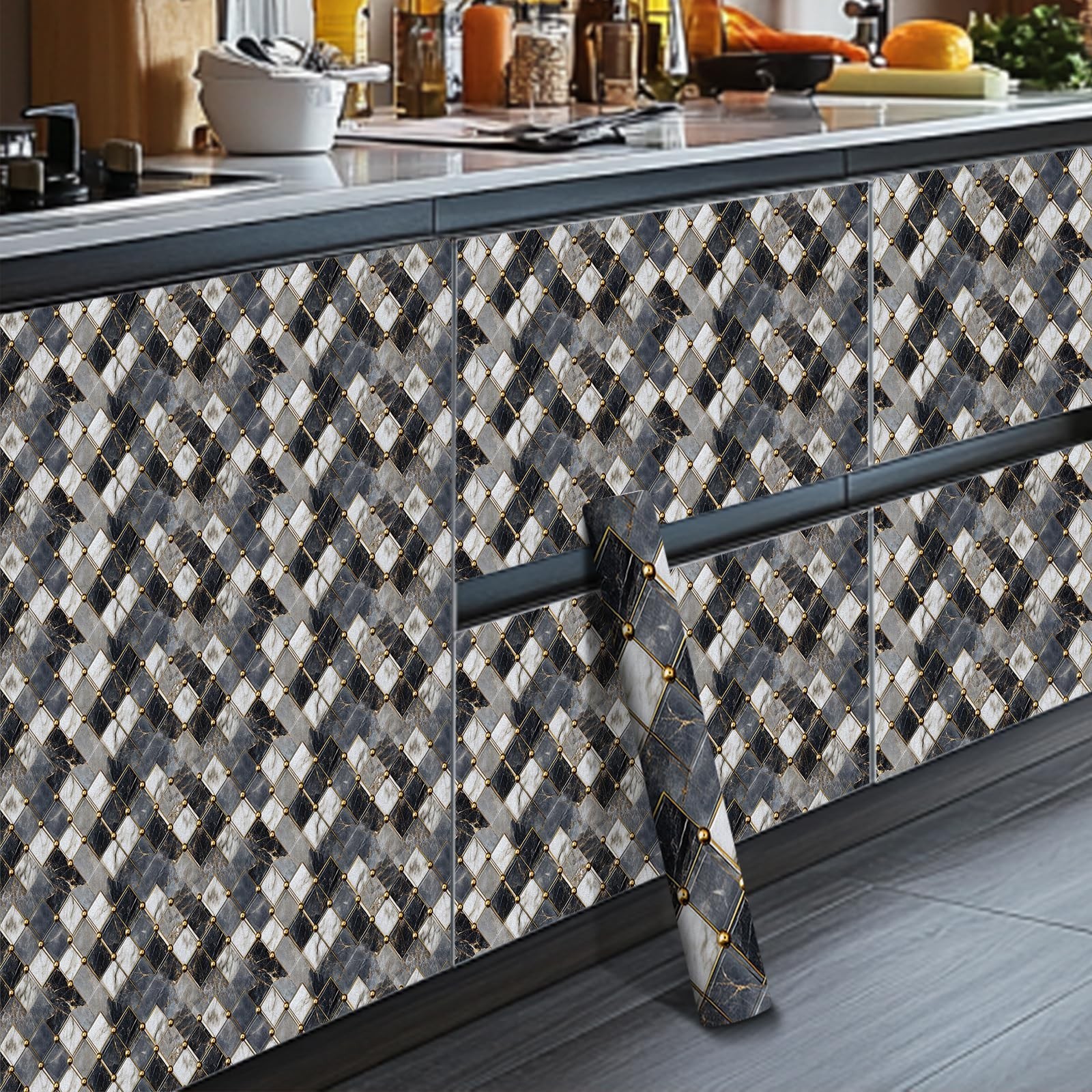 HOMETITUTE Marble Wallpaper Peel and Stick Geometric Contact Paper Wall Paper…