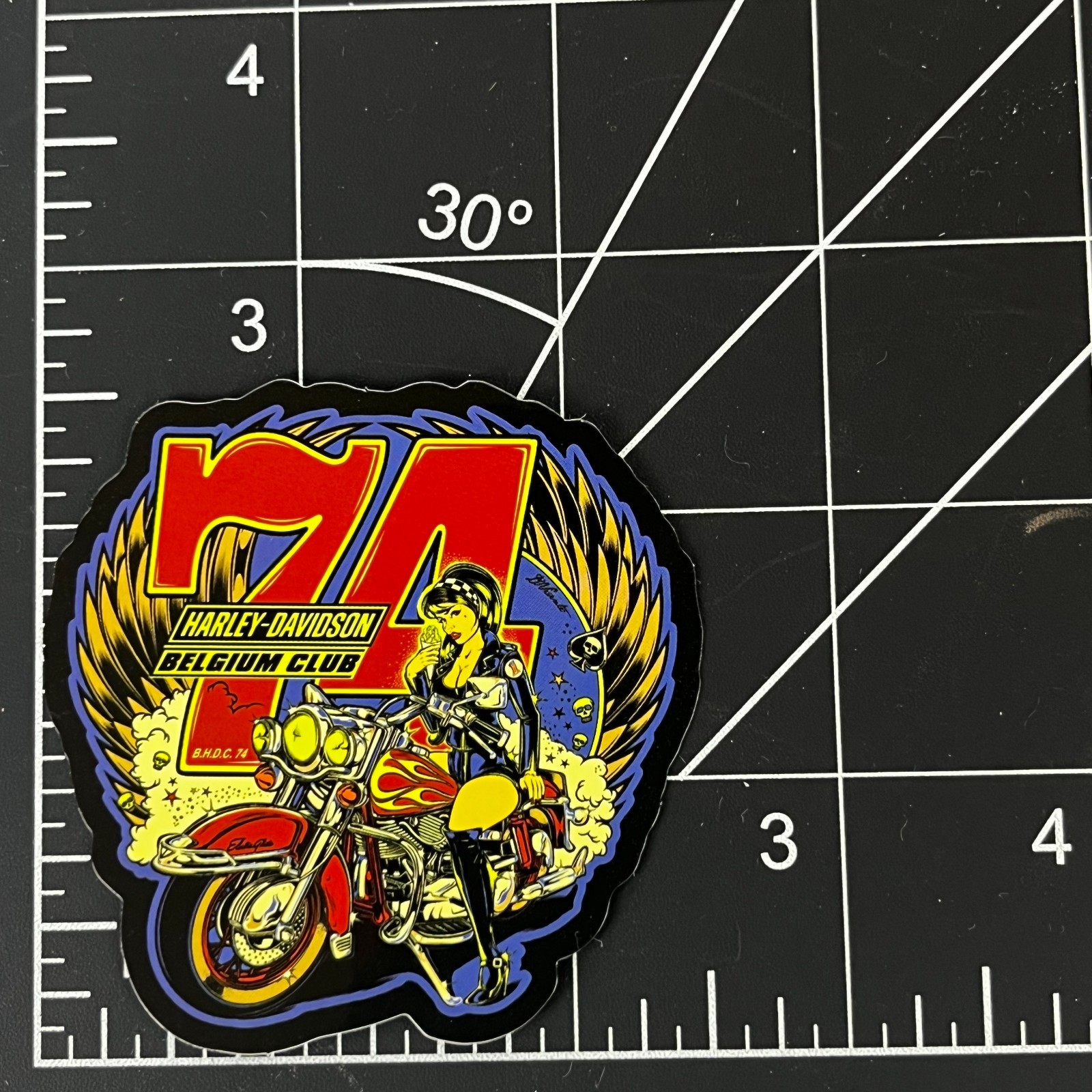 Harley Davidson Belgium Club 74 Motorcycle Pinup Girl Vinyl Sticker Biker