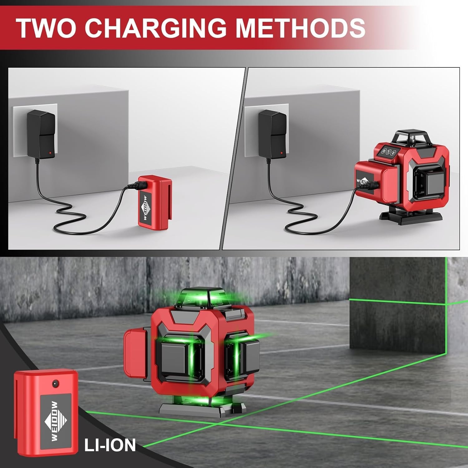 Laser Level 360 Self Leveling with Tripod,WEIDDW 4D Lazer Level,4×360° Cross Lin