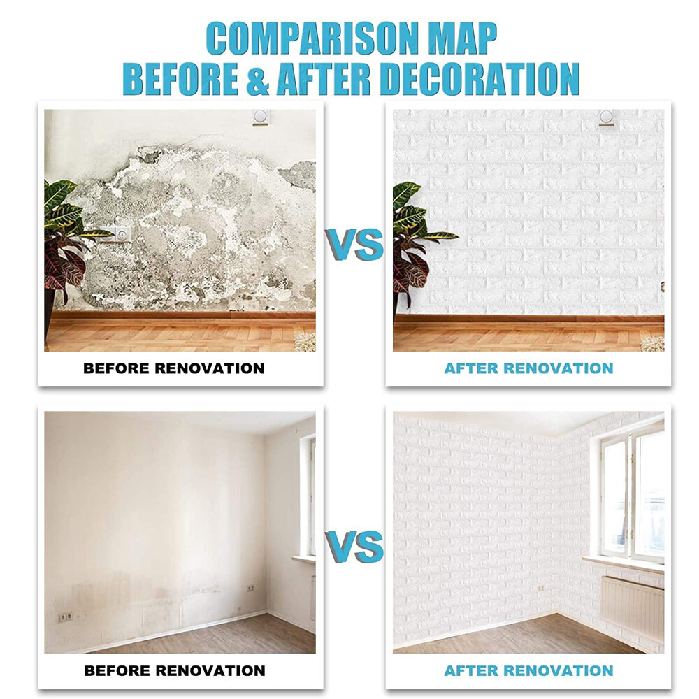 10PCS Large 3D Soft Tile Brick Wall Sticker Self-Adhesive Waterproof Foam Panel