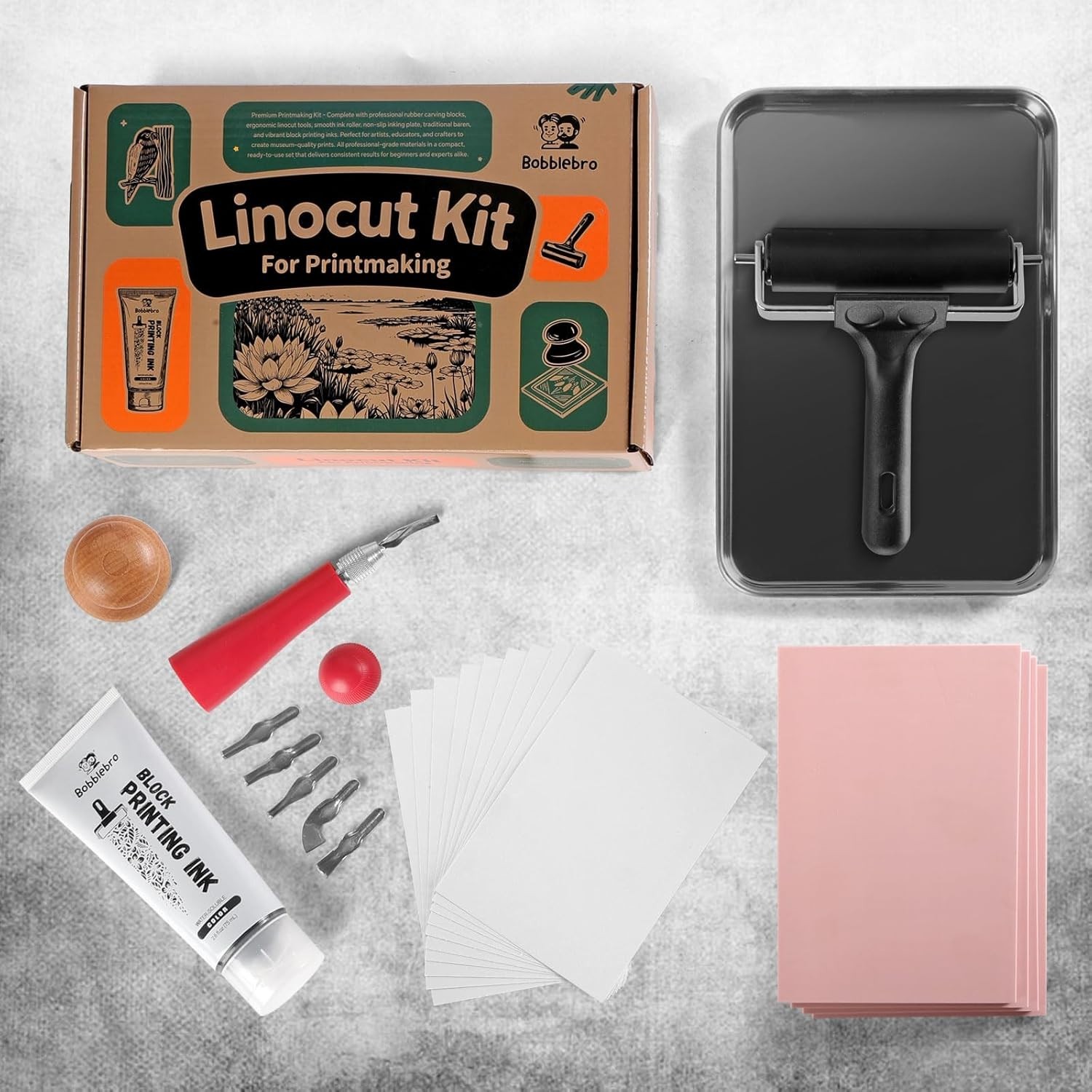 Linocut Kit for Printmaking – Arts and Crafts for Adults – Christmas DIY Kit
