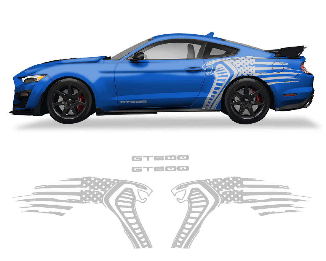 Aftermarket Ford Mustang Cobra USA Flag GT500 Graphics