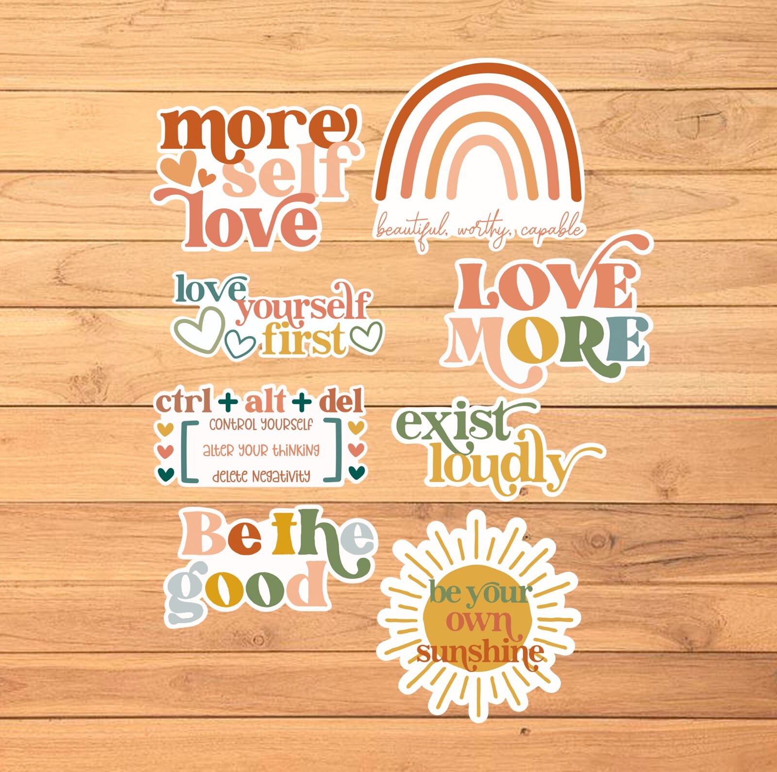 Motivational Stickers / 2 1/2 Inch / Set of 8 / 2 Style Options