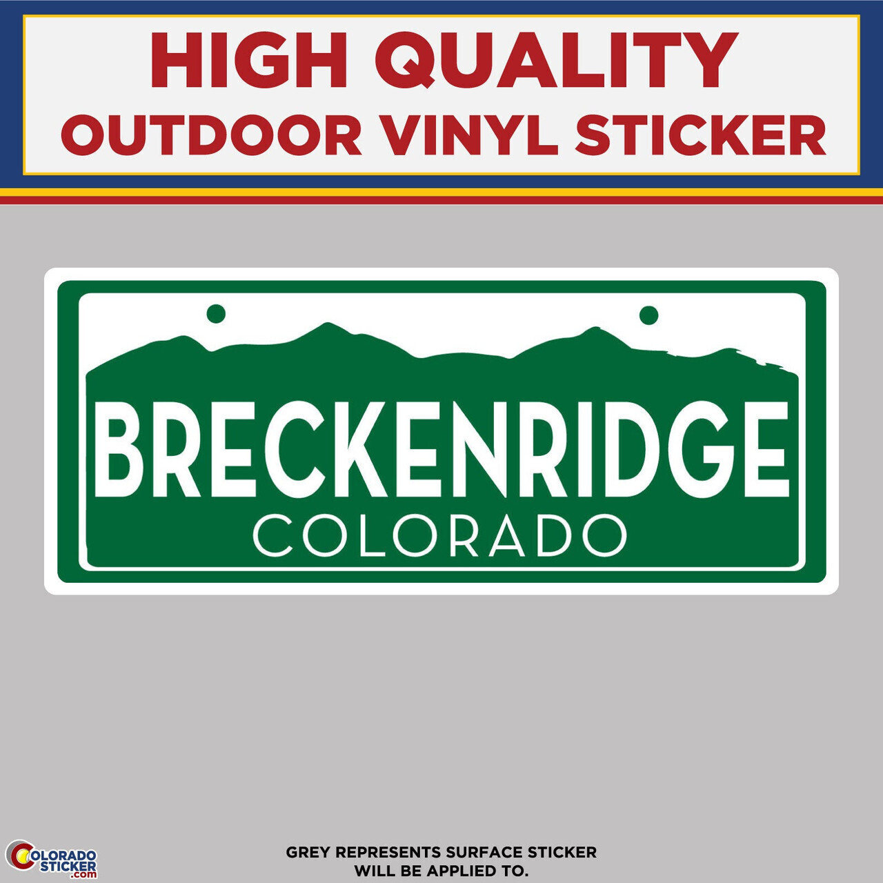 Breckenridge Colorado License Plate, High Quality Vinyl Stickers.