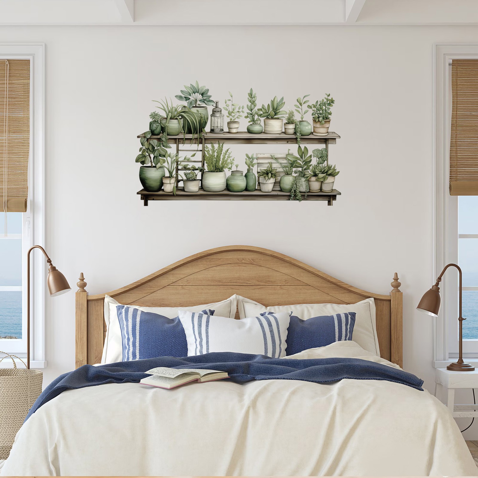 2 Set Wall Sticker Tropical Potted Plant Decals for Home Decor Self-Adhesive Art