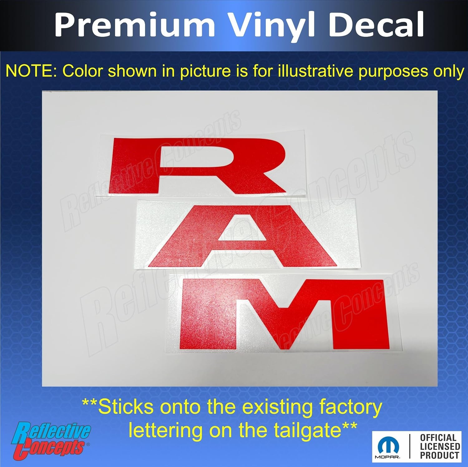 Ram 1500 Tailgate Emblem Overlay Decal Sticker Gloss Black 2025-2026 Ram 1500