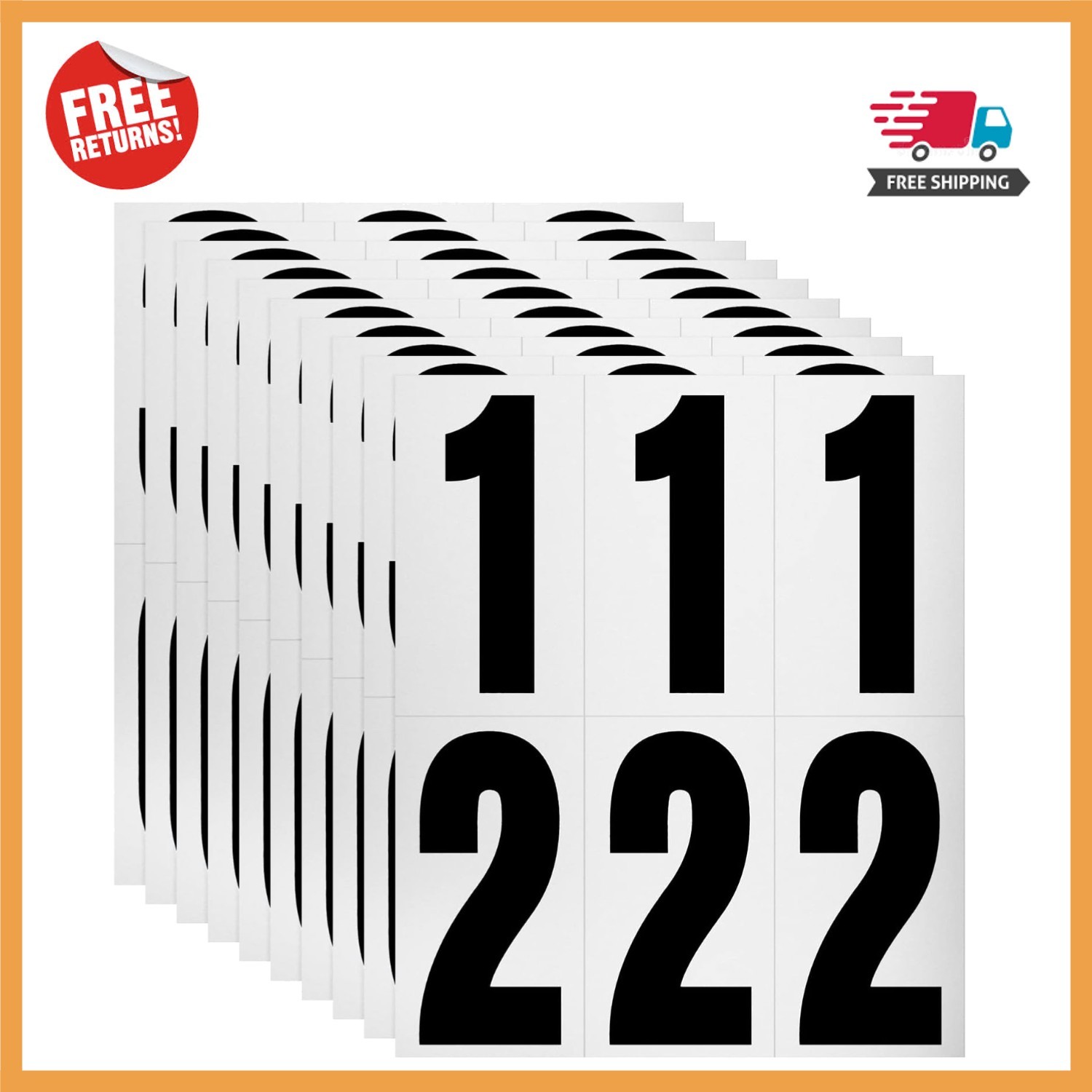 3” Reflective Waterproof Address Numbers – Easy Apply 60pcs for Home & Vehicles