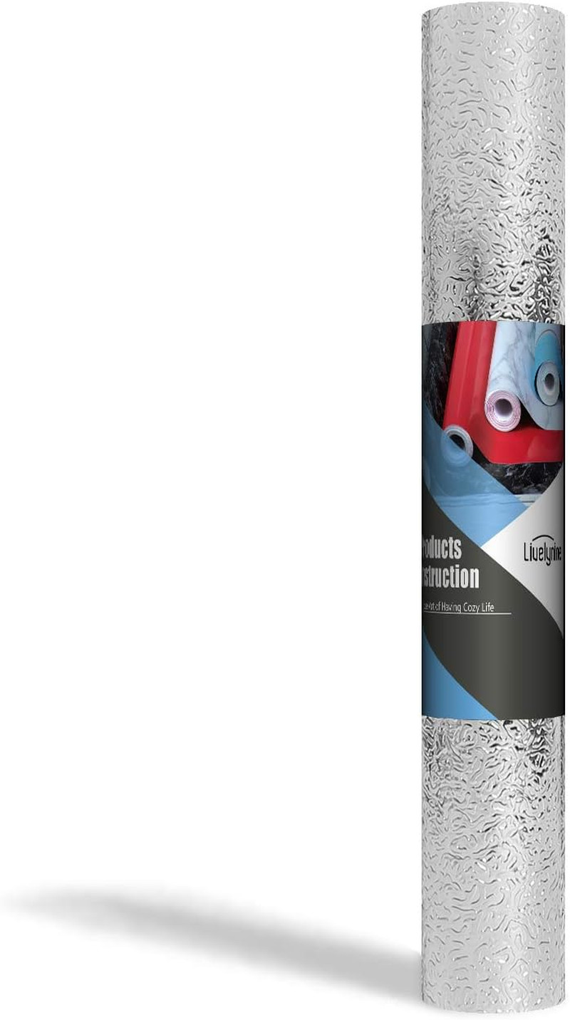 Livelynine Silver Contact Paper for Kitchen Oil Proof Waterproof Sticker Aluminu