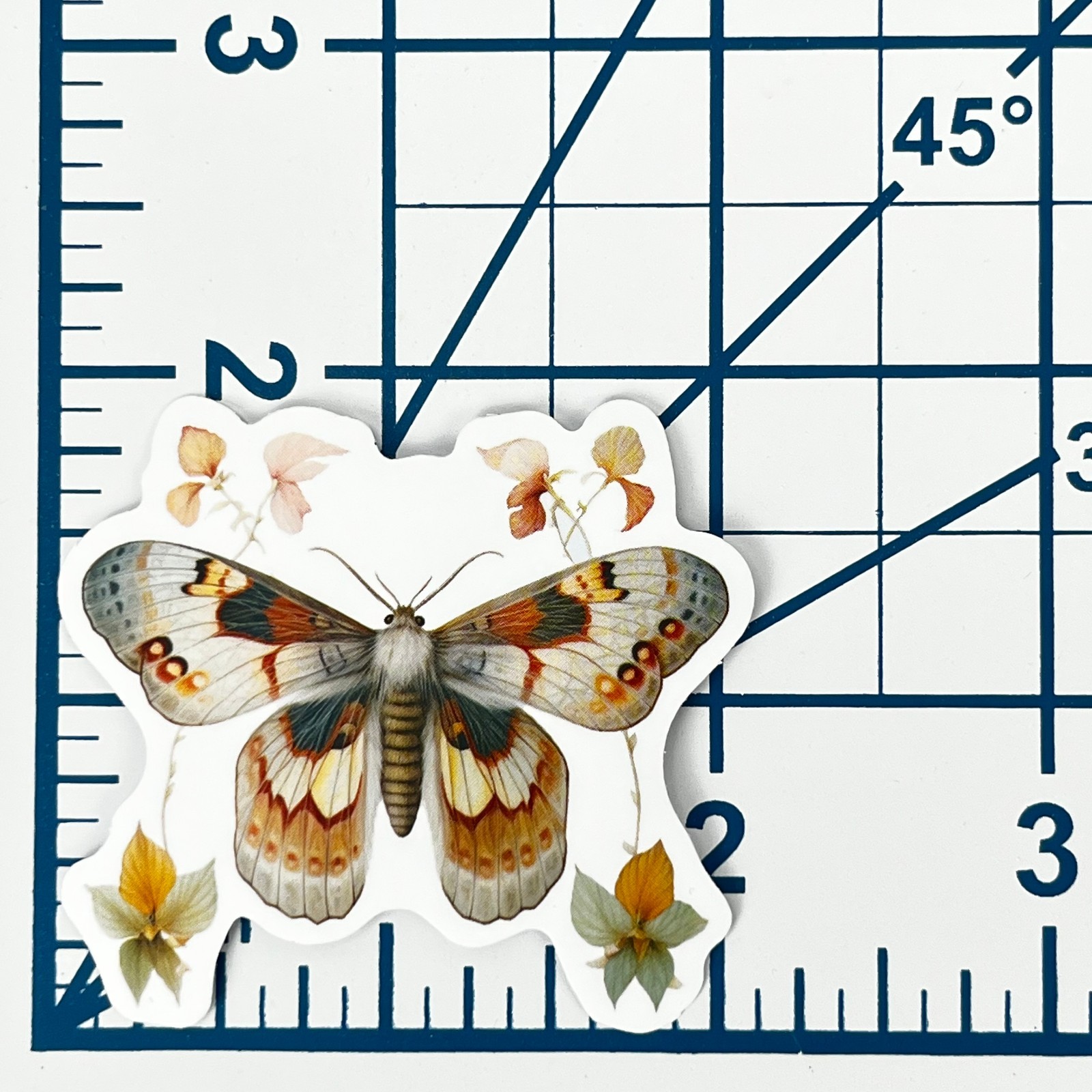 Apricot Floral Moth Vinyl Sticker Vintage Butterfly Insect Journal Laptop Art